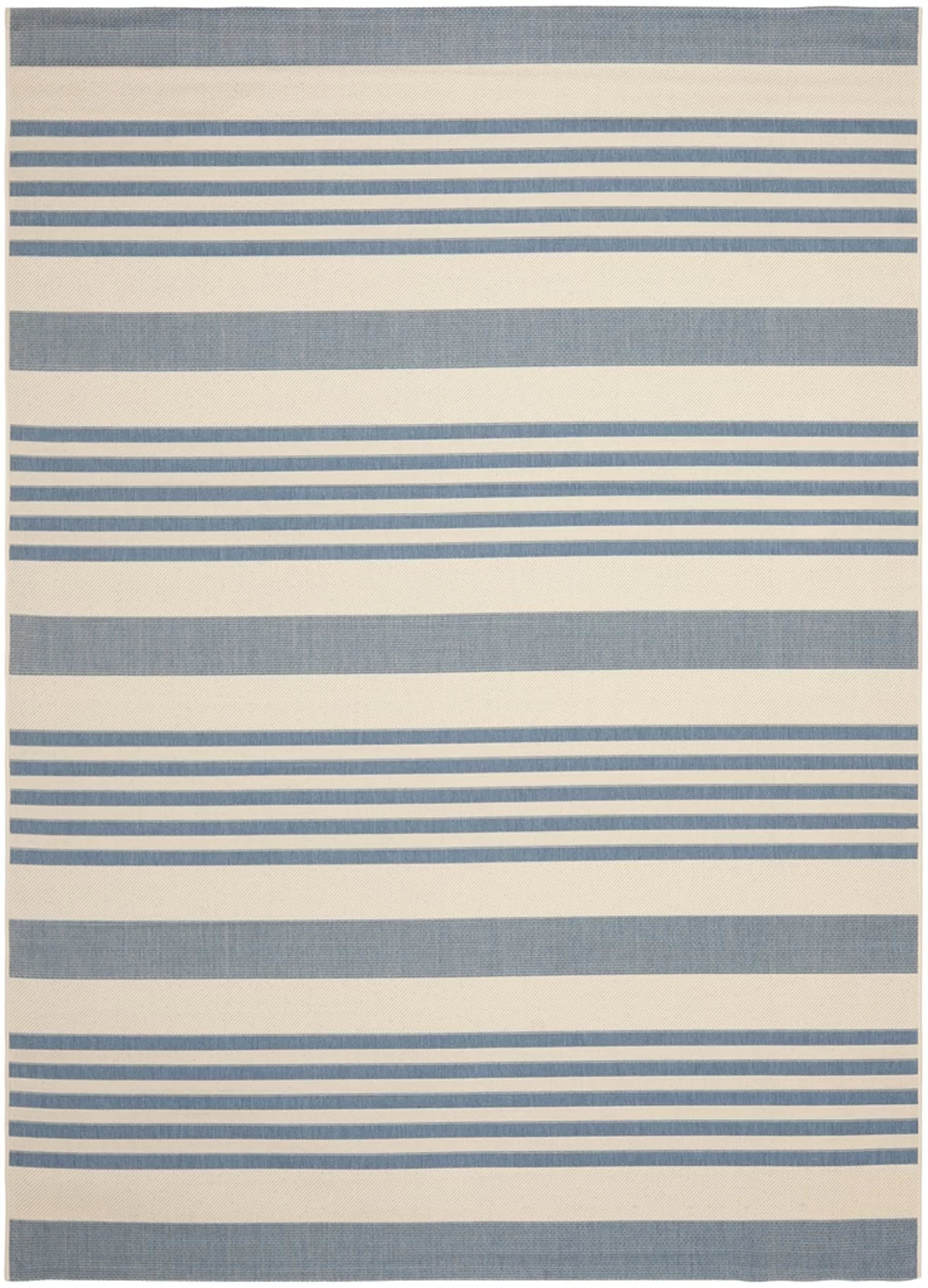 Beige Blue Striped Indoor Outdoor Area Rug 8' x 10' N796
