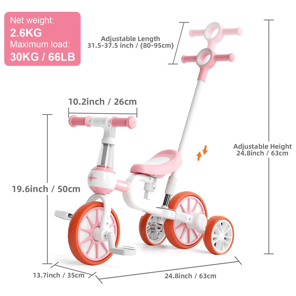 7 in 1 Toddler Tricycle with Removable Pedals F721