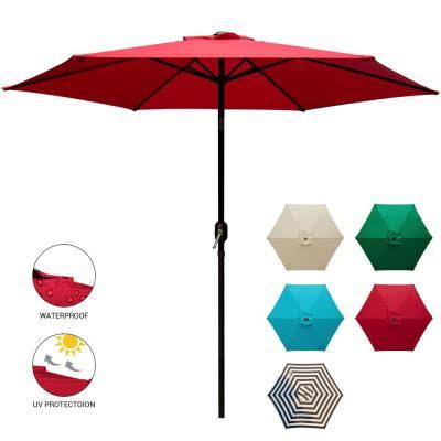 9 ft. Market Outdoor Patio Umbrella with Push Button Tilt and Crank in Red P50140