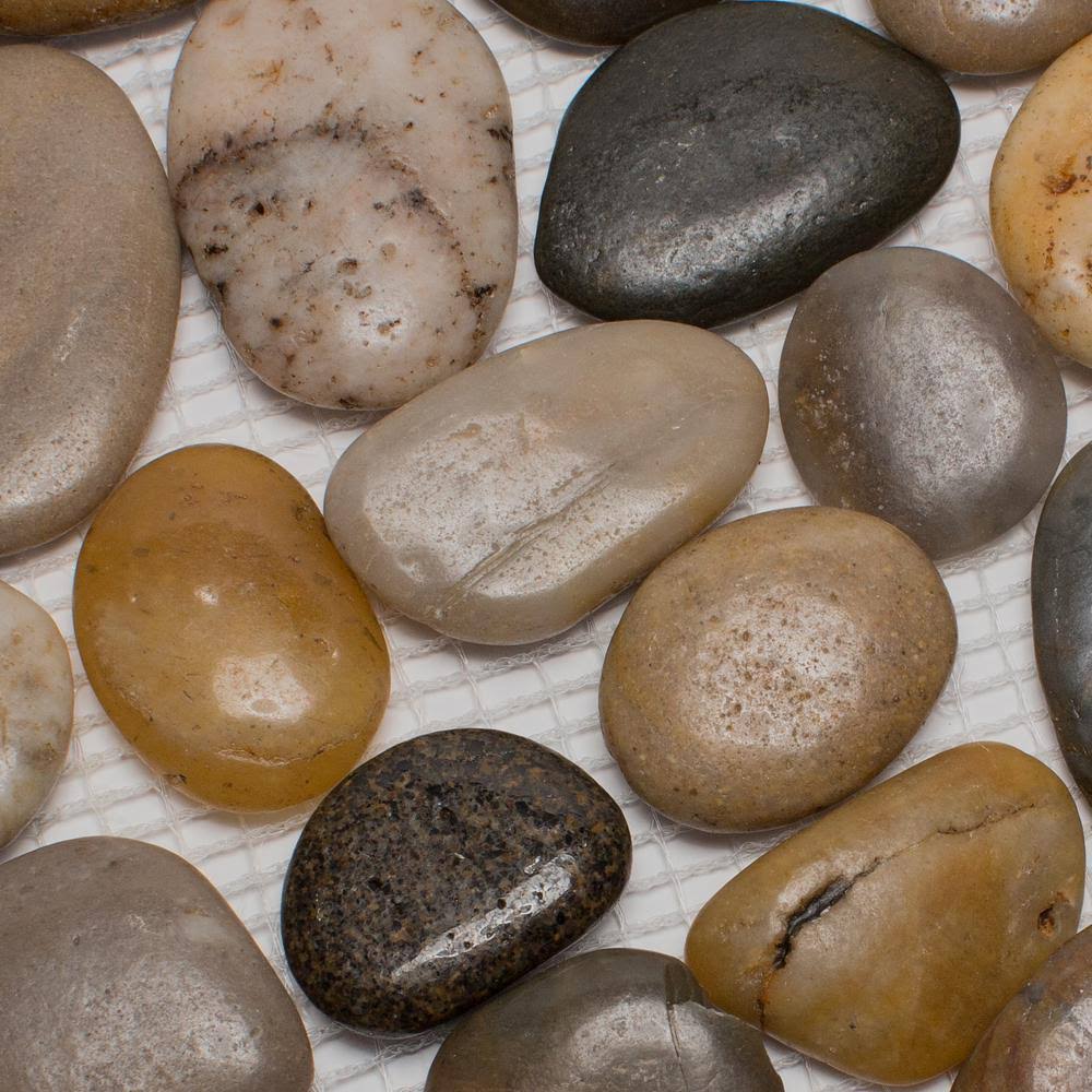 12 in. x 12 in. Mixed Mid-Polish Pebble Stone Tile H54676