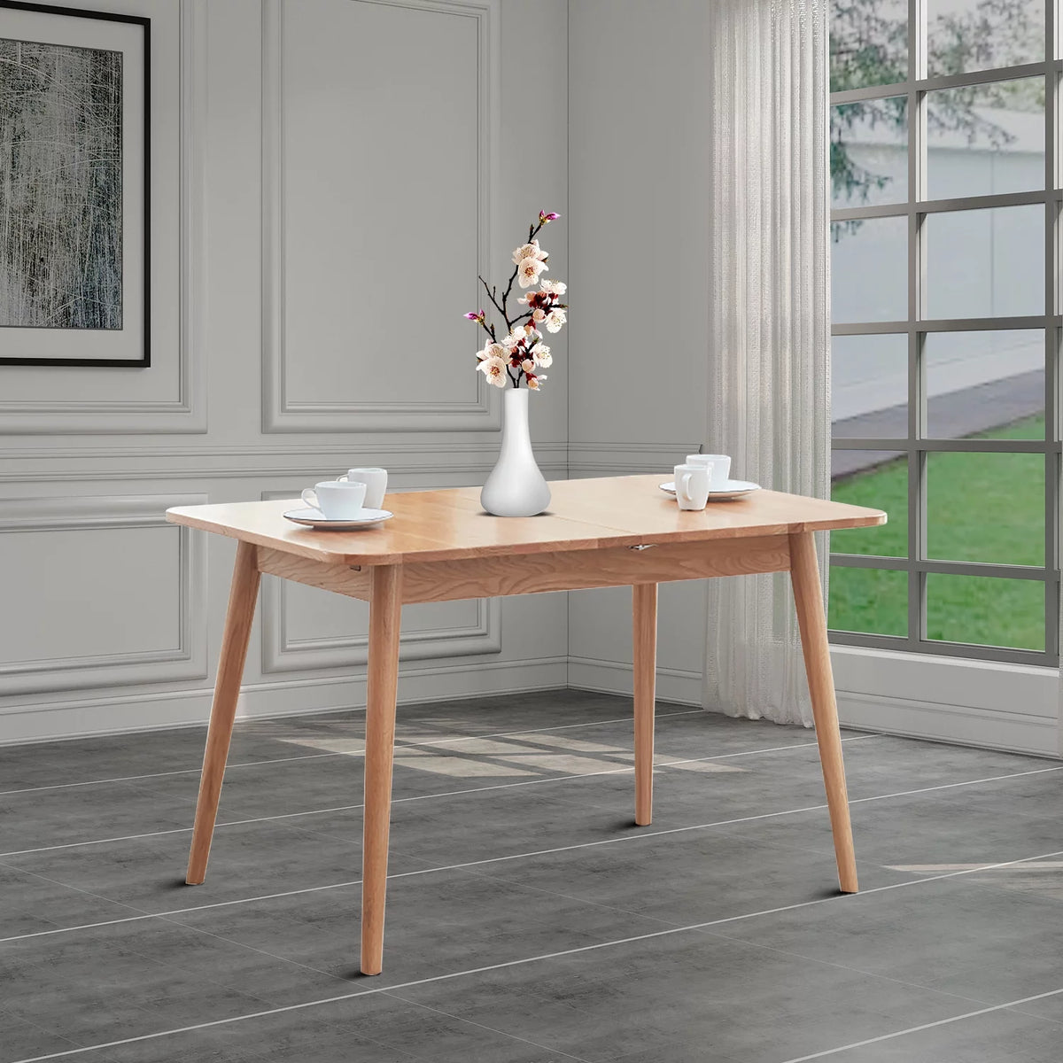 Solid Wood Dining Table for 6-8 People Light Oak R4194