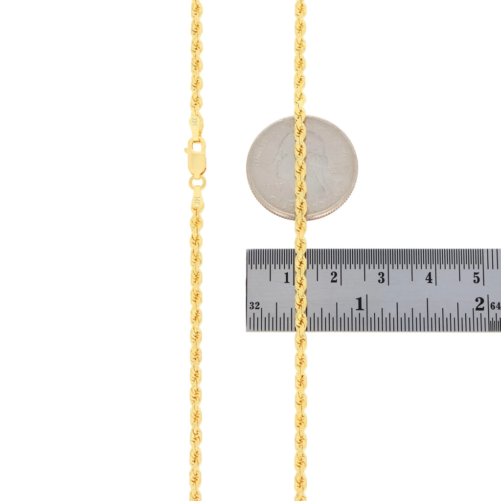 14k Yellow Gold 3mm Rope Chain Necklace Y450164