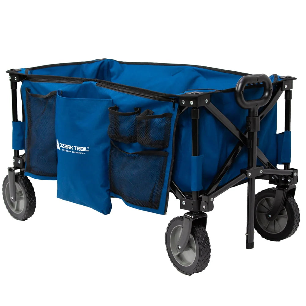 Quad Fold Camping Wagon with Telescoping Handle, Blue O630979