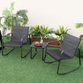 3-Piece Patio Wicker Chairs Set with Glass Coffee Table J63854