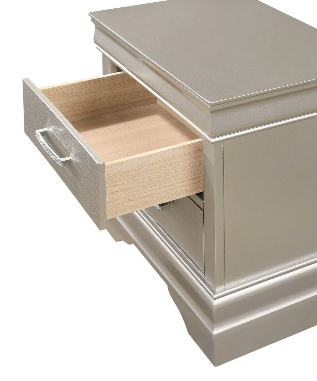 California King Size Panel Upholstery Bed Dresser Mirror Nightstand Set V19002