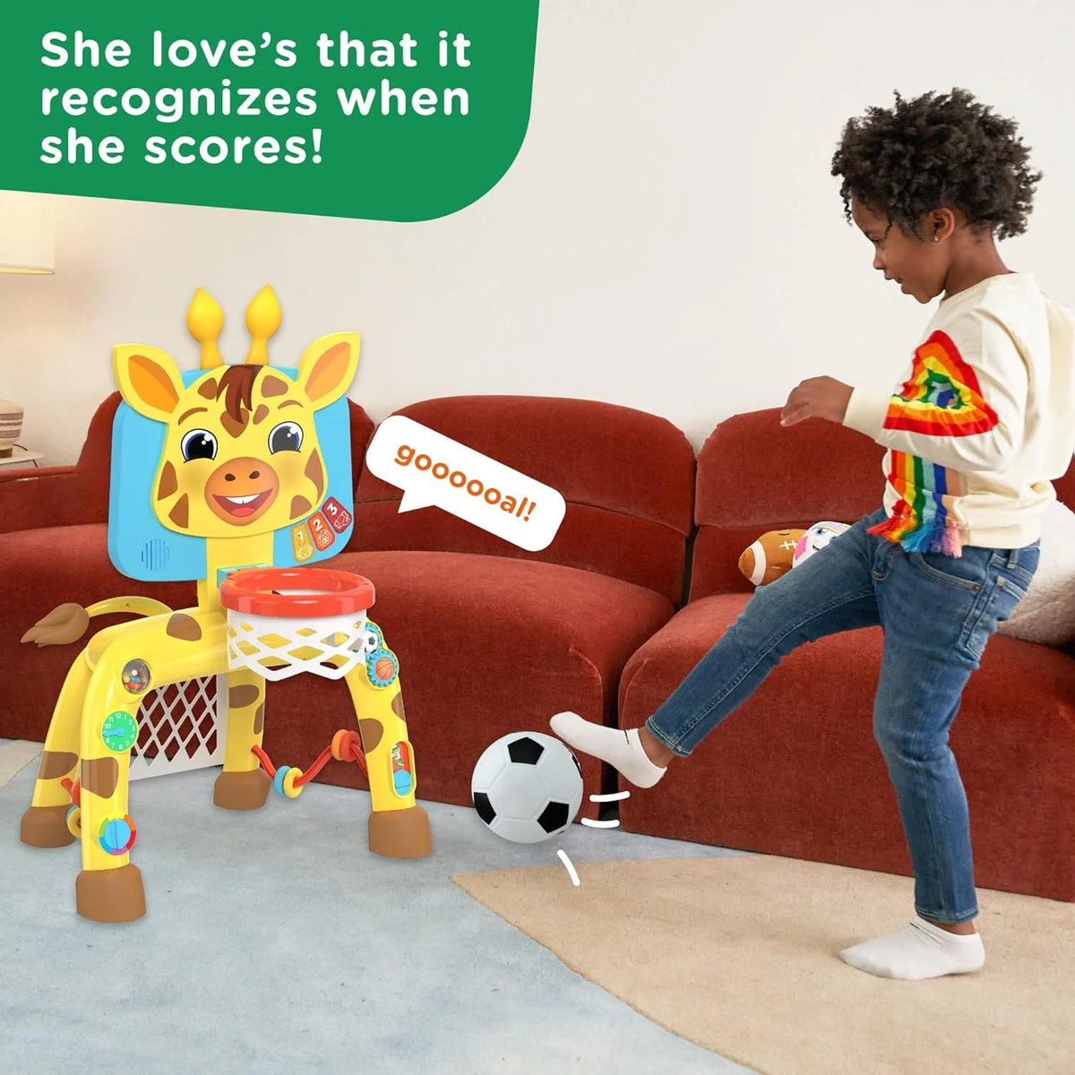 Giraffe Basketball Hoop & Soccer Goal Activity Center A914
