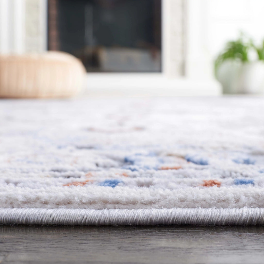 Grey Blue Rust 5 ft x 7 ft Area Rug V714