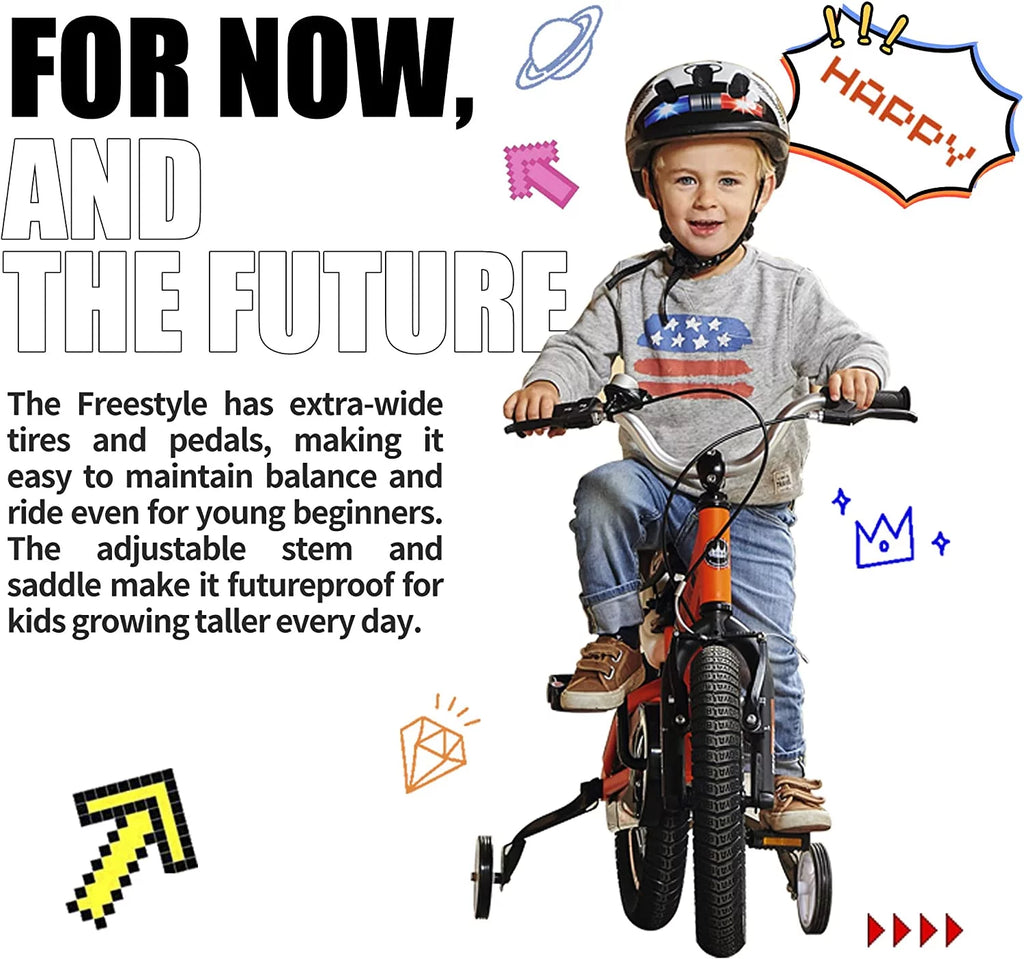 16 In Black Kids Bike with Training Wheels E3434