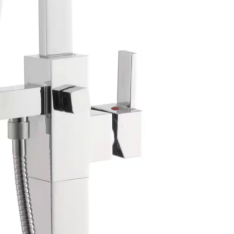 Freestanding Floor Mount Tub Faucet with Handheld Handshower in Chrome W359817