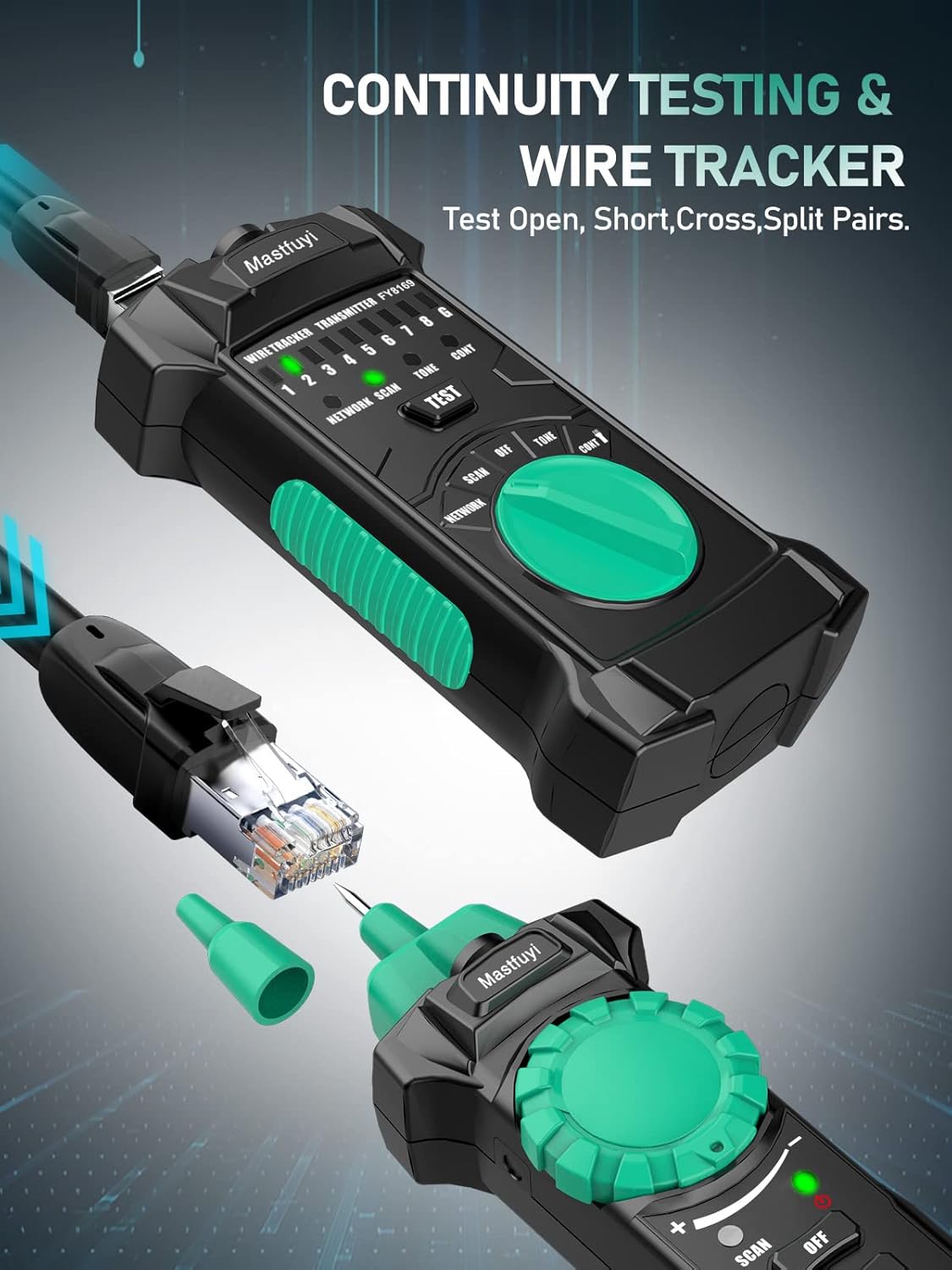 Network Cable Tester RJ11 RJ45 Wire Tracker with Earphone O8490