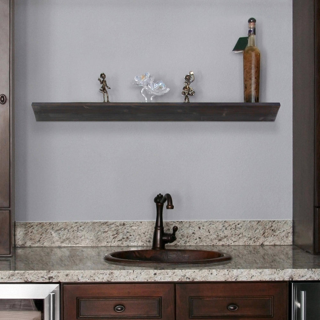 Large Black Wood Floating Wall Shelf D994415