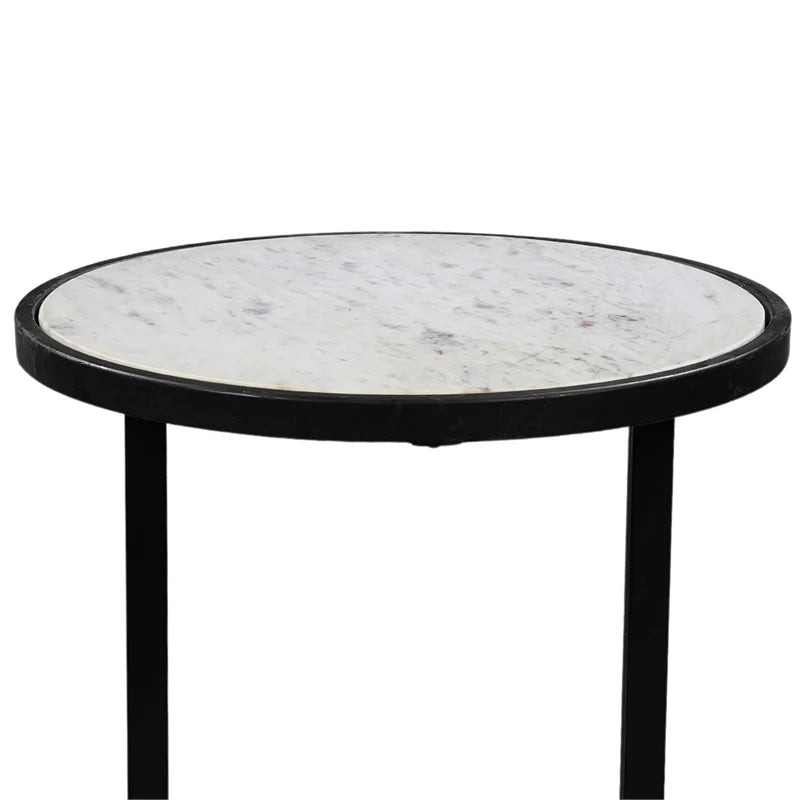 Round White Marble Top End Table G560359