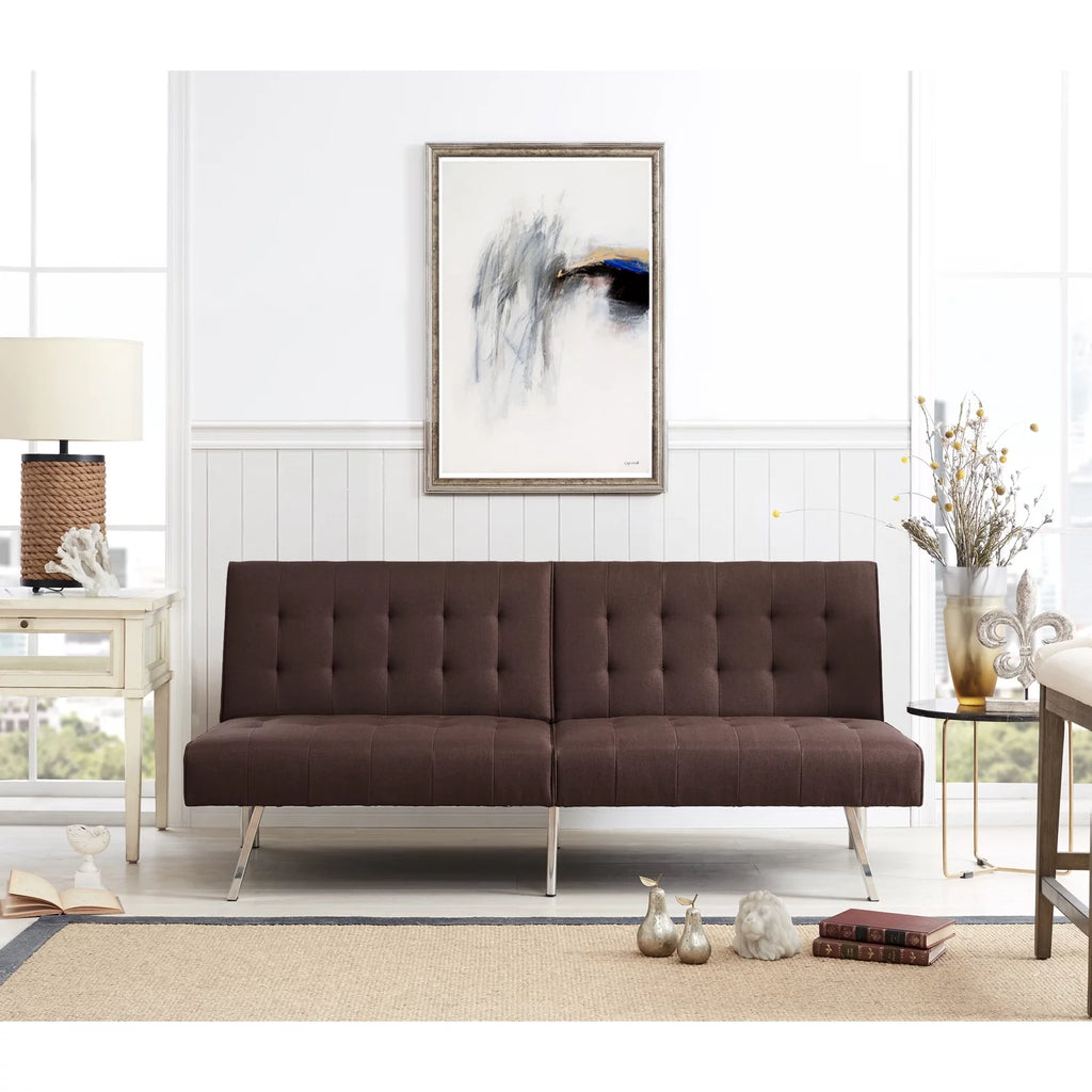 Espresso Linen Tufted Split Back Futon Sofa F2610