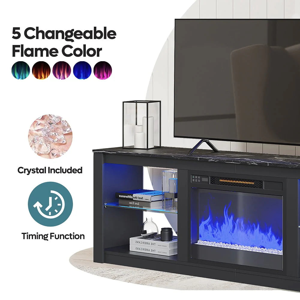 Black Electric Fireplace TV Stand L860