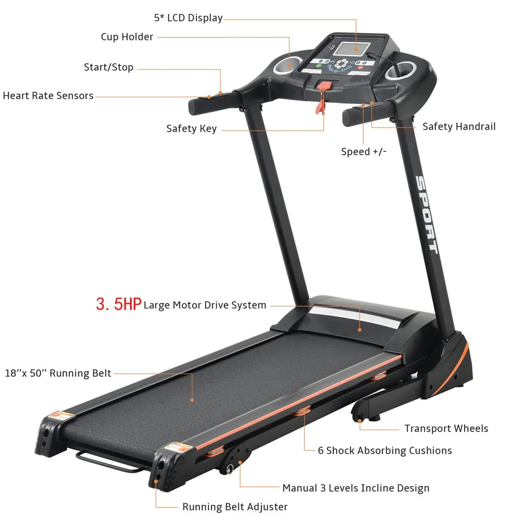 Folding Electric Treadmill with Incline S26019