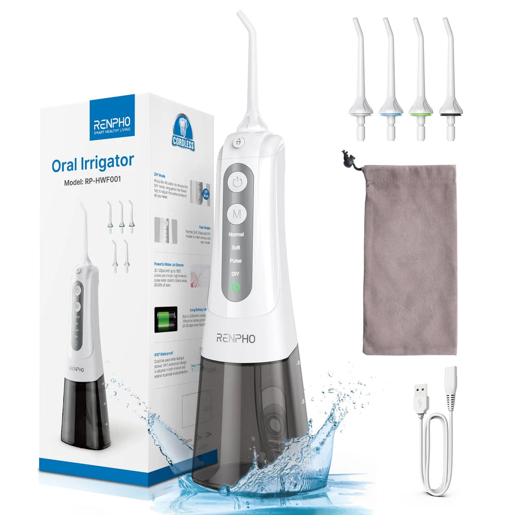 Portable Rechargeable Water Flosser Oral Irrigator White N172086