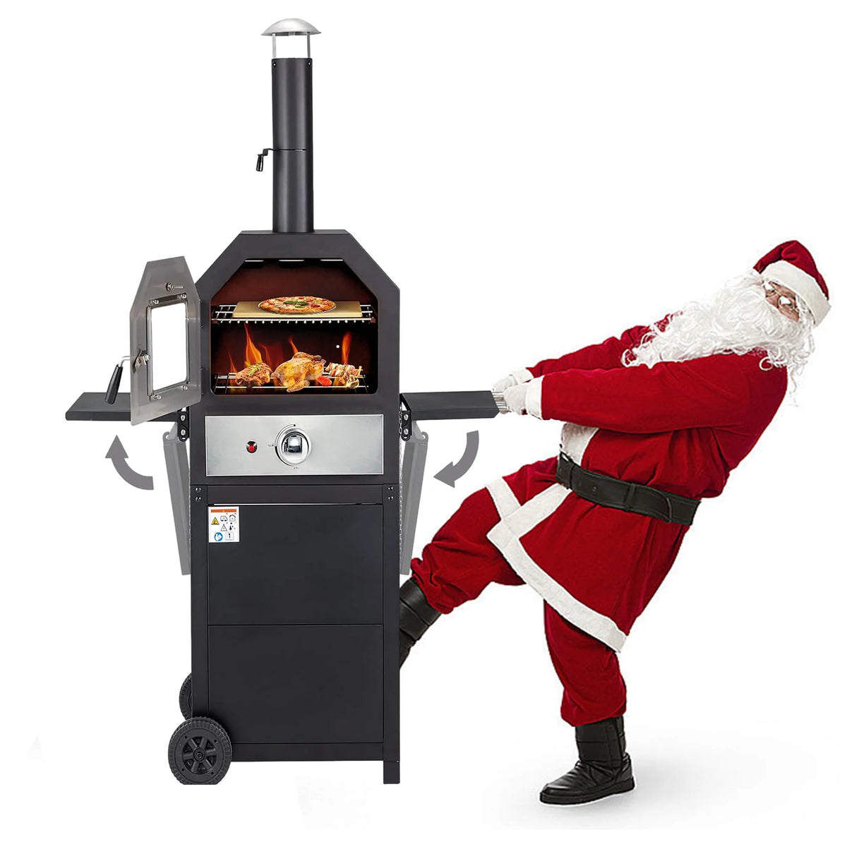 12 Propane Pizza Oven with 2 Foldable Shelves Wheels Z592