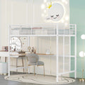 Twin White Metal Loft Bed with Desk Y52621
