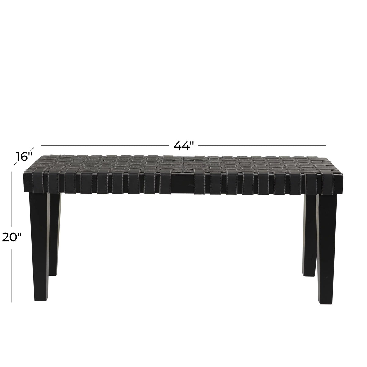 Black Wood Woven Bench K571