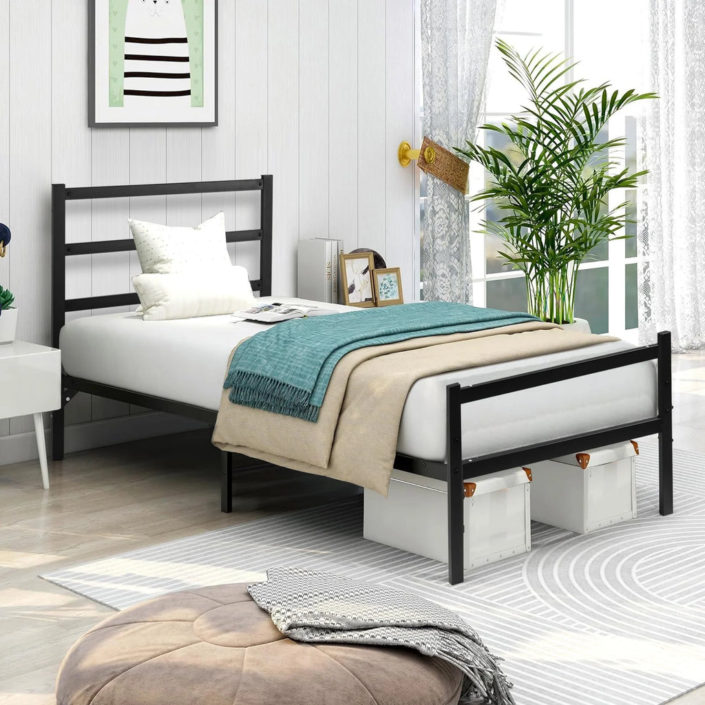 Twin Metal Platform Bed Frame with Headboard S659