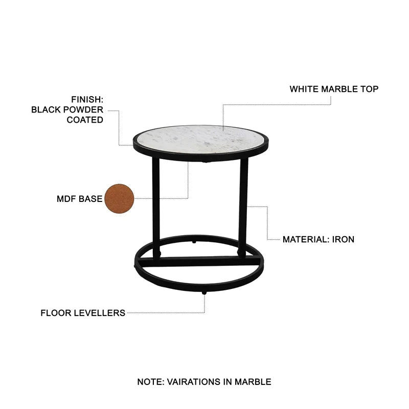 Round White Marble Top End Table G560359