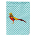 Golden or Chinese Pheasant Blue Check Flag Canvas House Size Large T9825