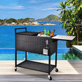 80 Quart Rattan Rolling Cooler Cart G695351