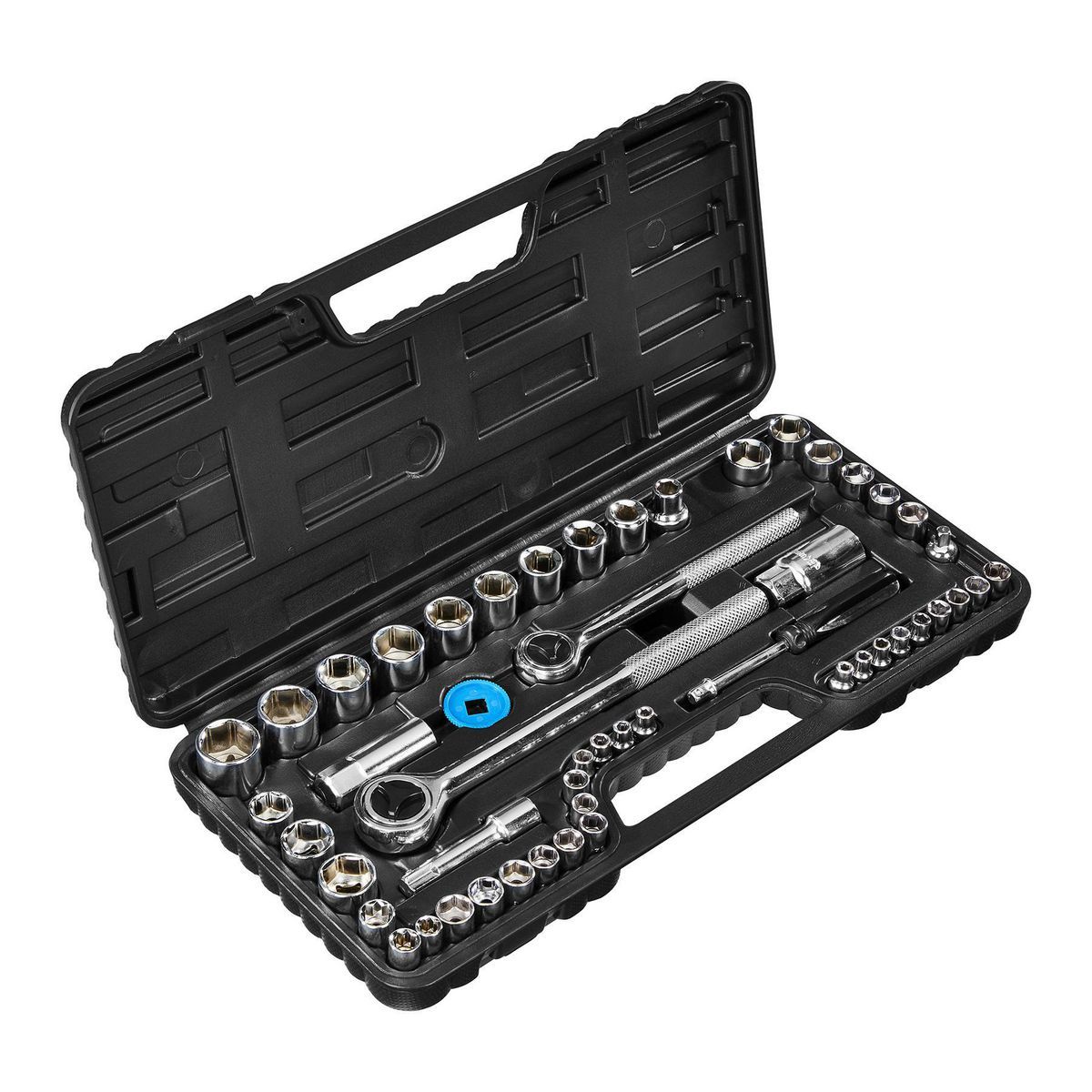 1/4 in., 3/8 in., 1/2 in. Drive SAE and Metric Socket Set, 51-Piece E494496