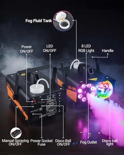 600W Fog Machine with Disco Ball Lights U72287
