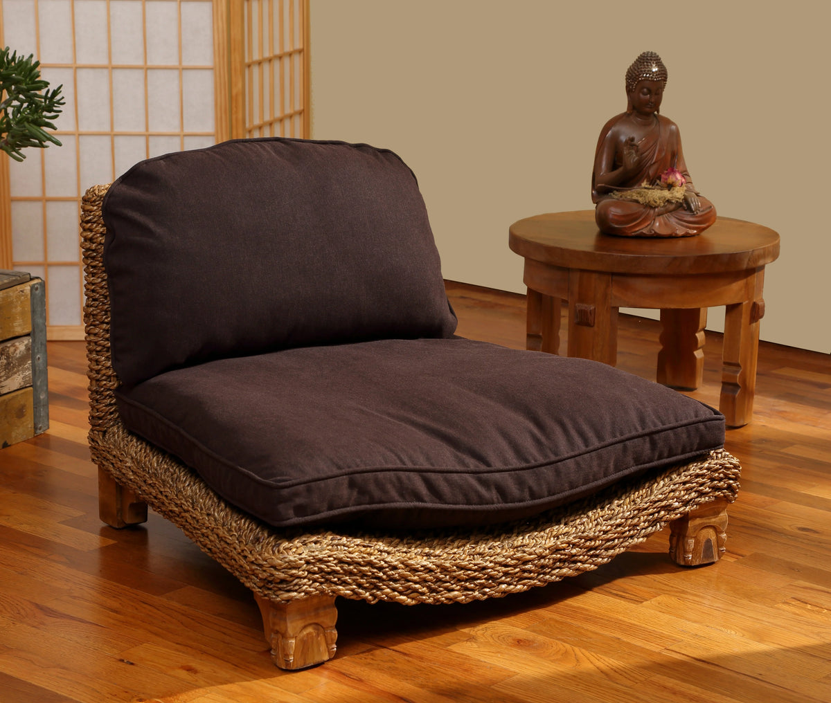 Natural Meditation Chair with Cream Cushion E52781