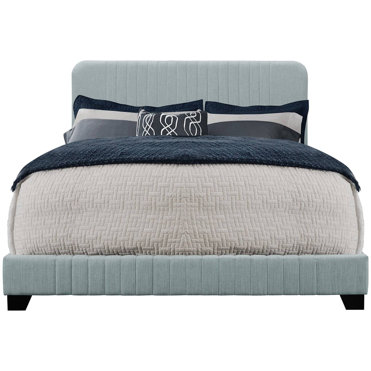 Blue Queen Upholstered Panel Bed N151