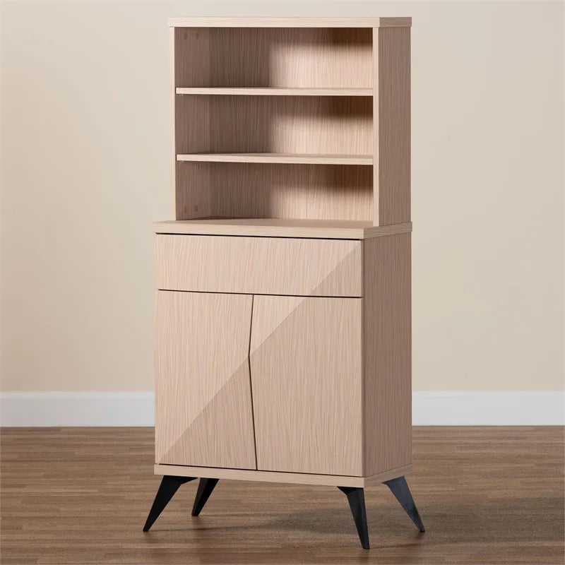 Light Brown and Black Wood Kitchen Cabinet A9028