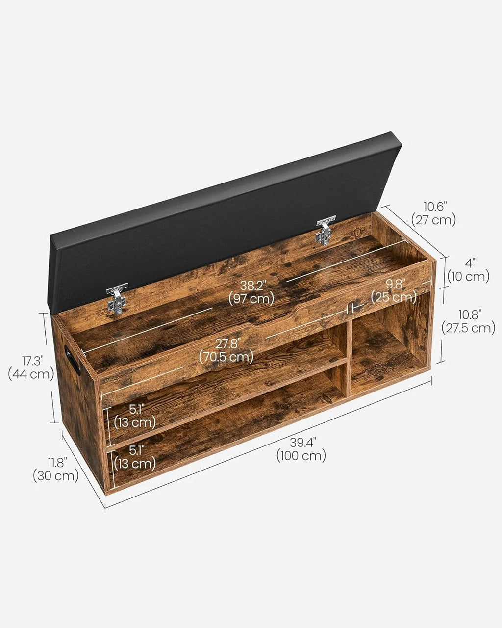 Storage Bench with Cushion 3 Compartments V765518
