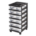 Medium Plastic Storage Cart, 6 Drawers, Black M82635