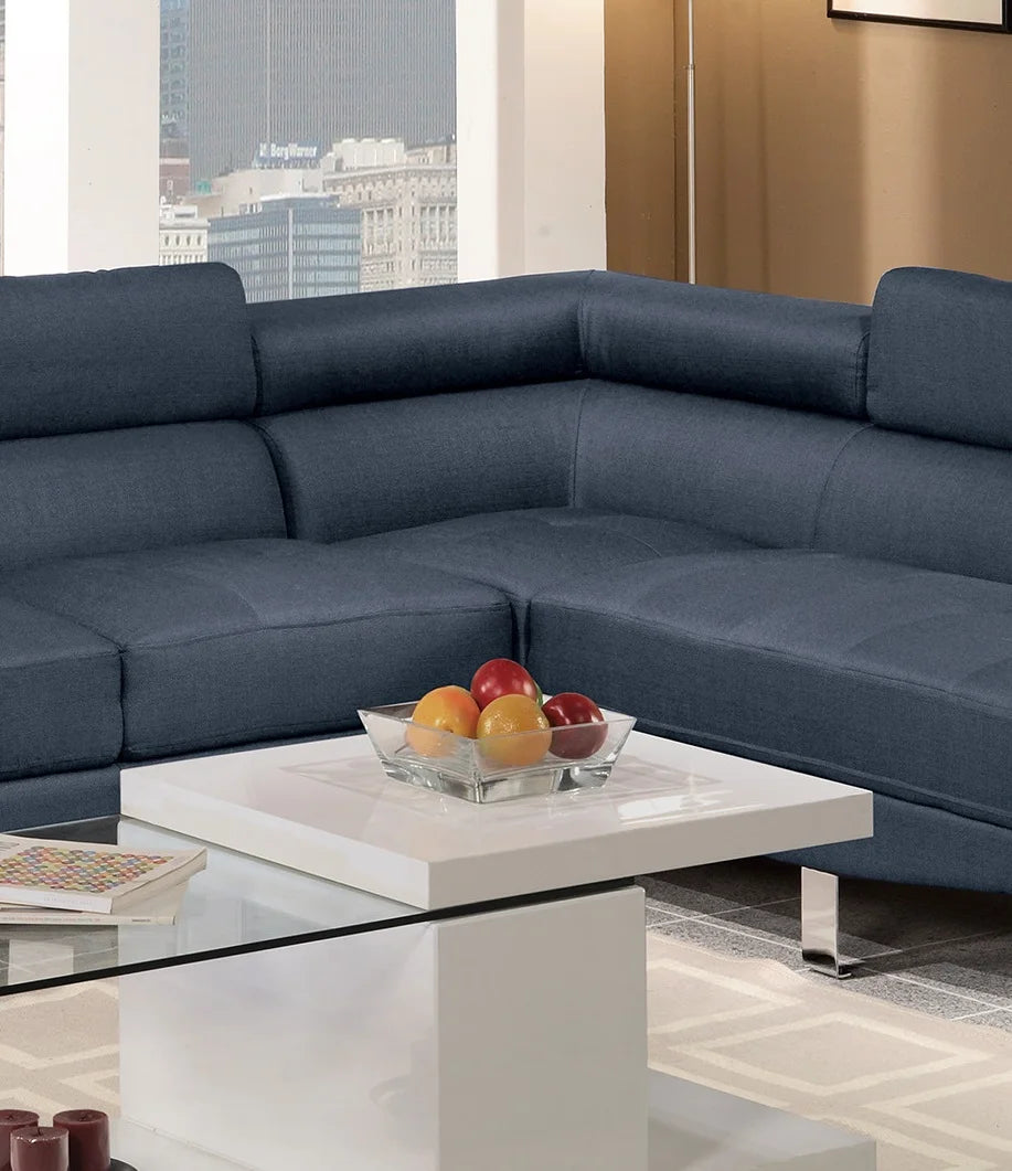 Dark Blue Polyfiber Sectional Sofa F930