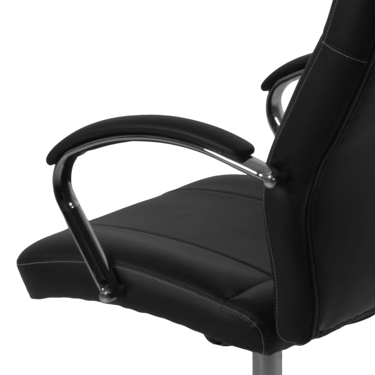 Black Leatherette Executive Office Chair with Arms H345447