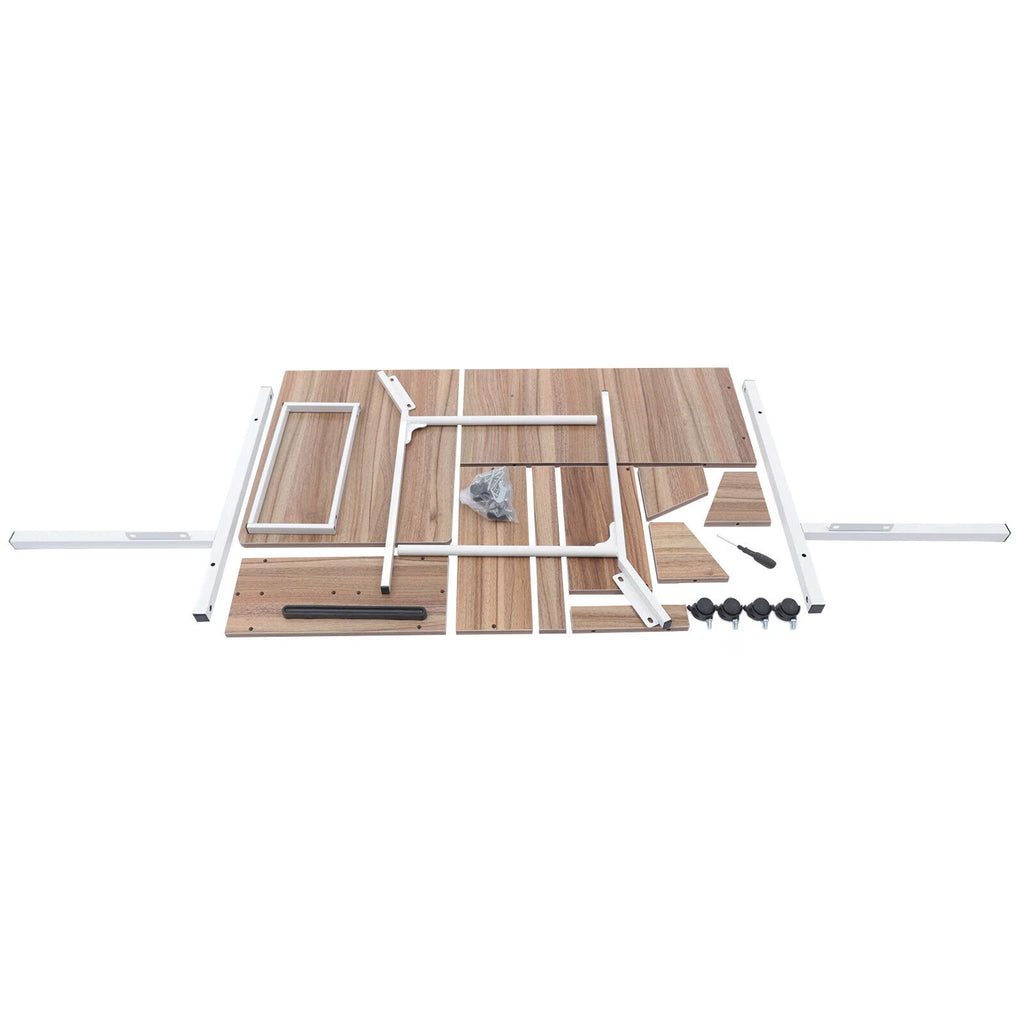 Wooden Bed Side Table with Storage and Wheels E96582