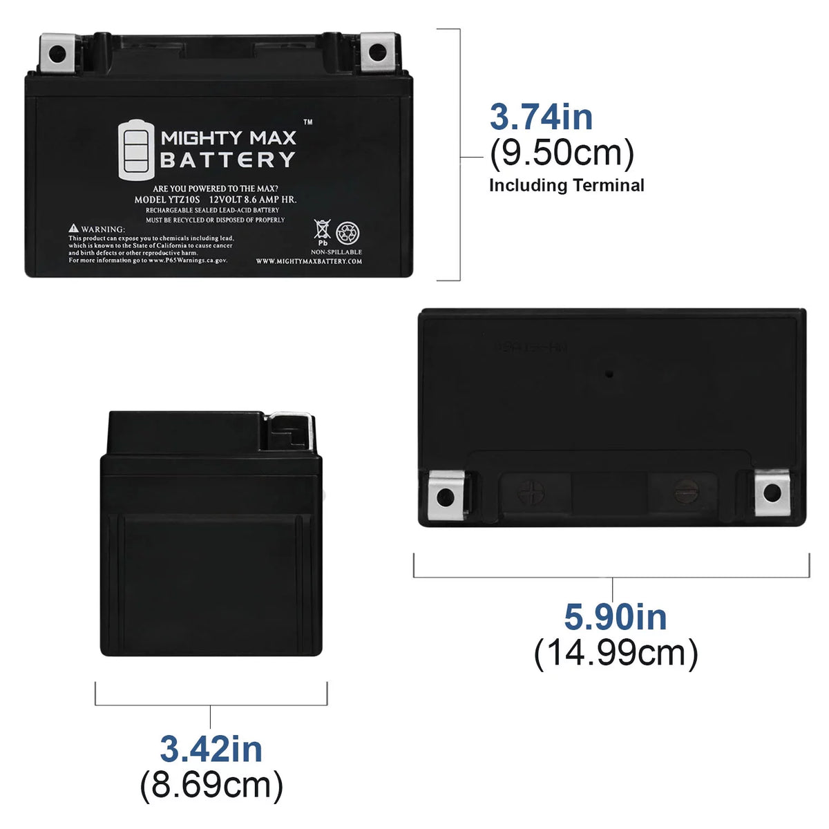YTZ10S Battery + 12V 2Amp Charger O464