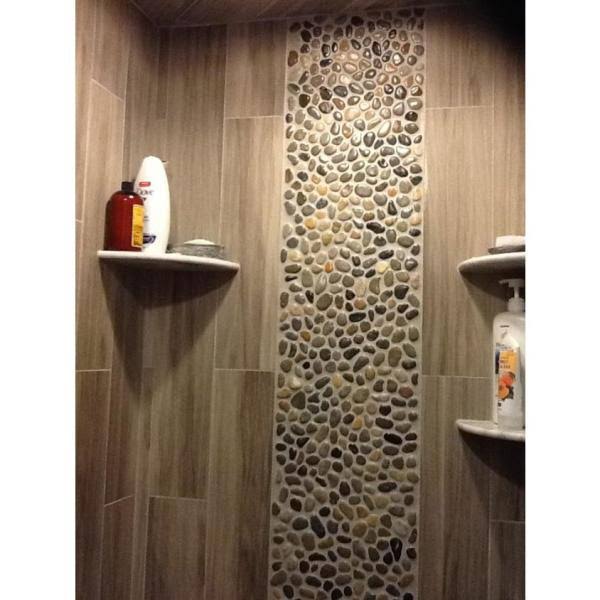 12 in. x 12 in. Mixed Mid-Polish Pebble Stone Tile H54676