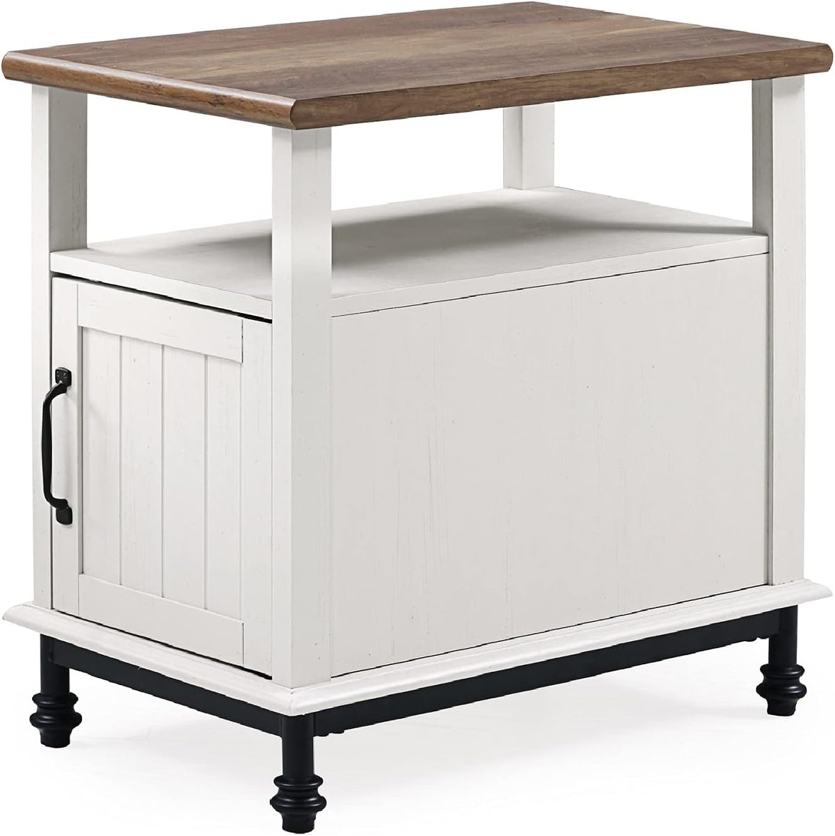 White Oak Nightstand with Storage Shelf and Cabinet P9387