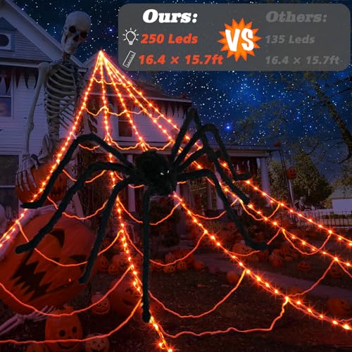 250 LED Purple Spider Web Lights with 8 Modes T494937