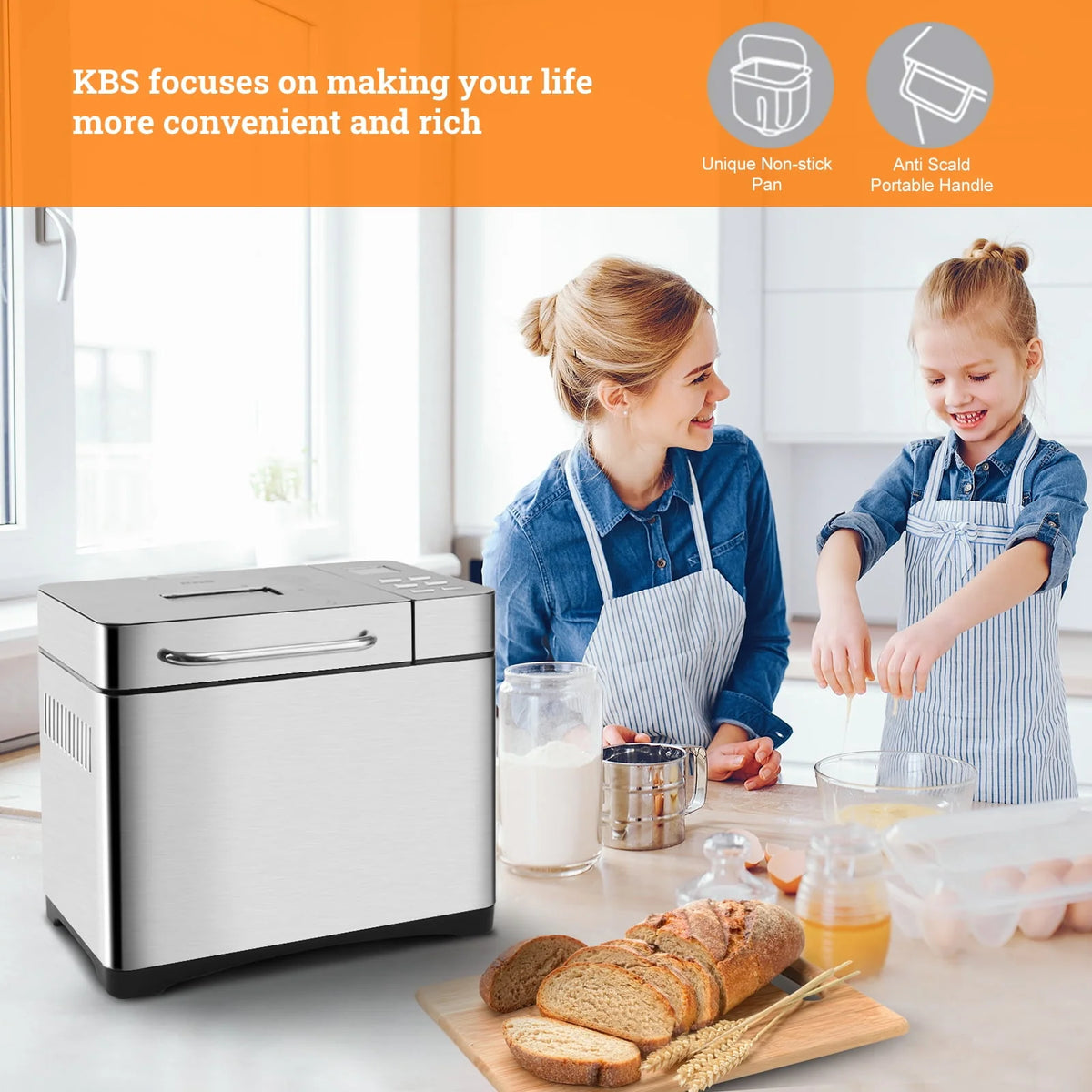 2LB Automatic Stainless Steel Bread Maker T535606