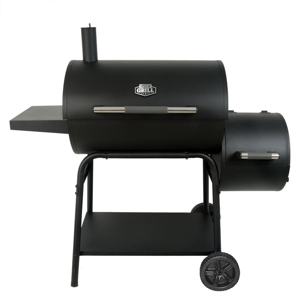 28 Offset Steel Charcoal Smoker Grill with Side Firebox, Black R1156