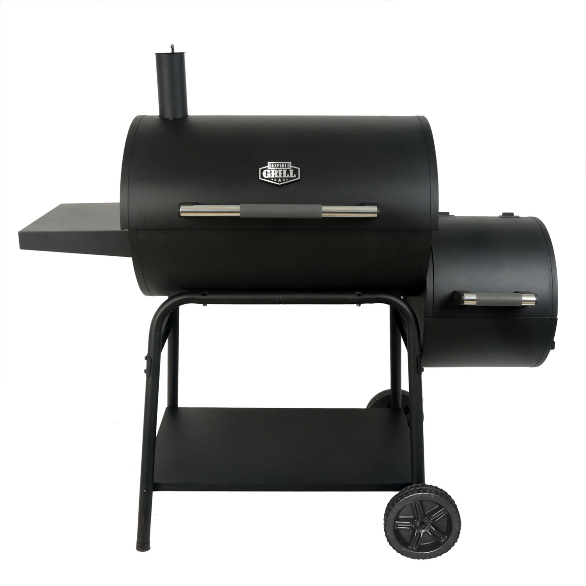 28 Offset Steel Charcoal Smoker Grill with Side Firebox, Black R1156