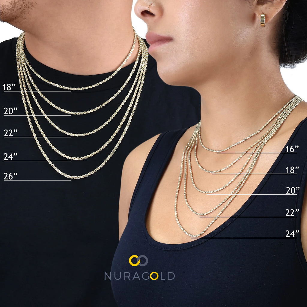 14k Yellow Gold 3mm Rope Chain Necklace Y450164