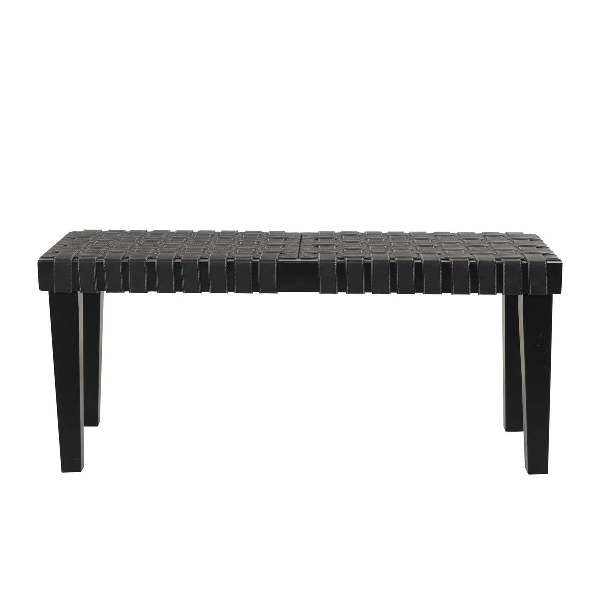 Black Wood Woven Bench K571