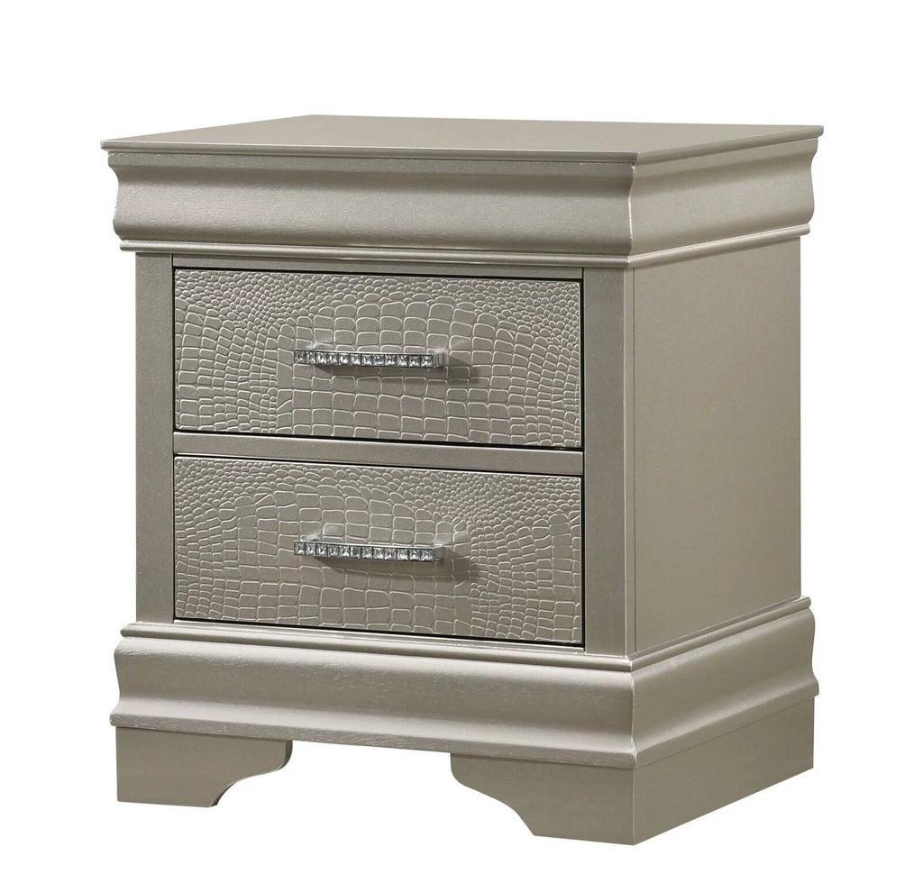 California King Size Panel Upholstery Bed Dresser Mirror Nightstand Set V19002
