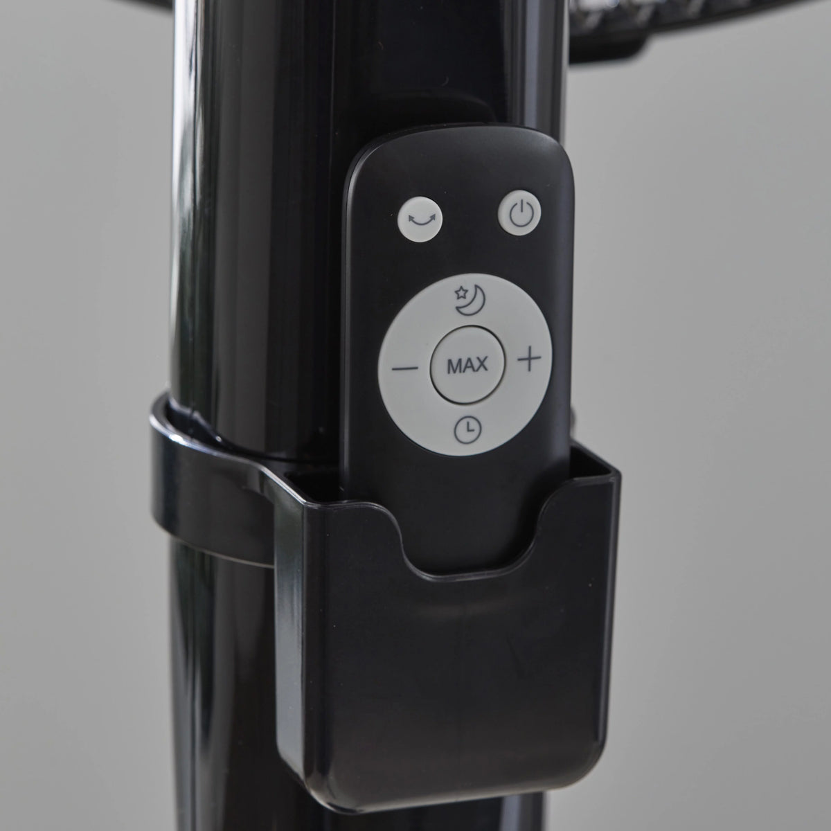 Black 12-Speed Pedestal Fan with Remote Y240