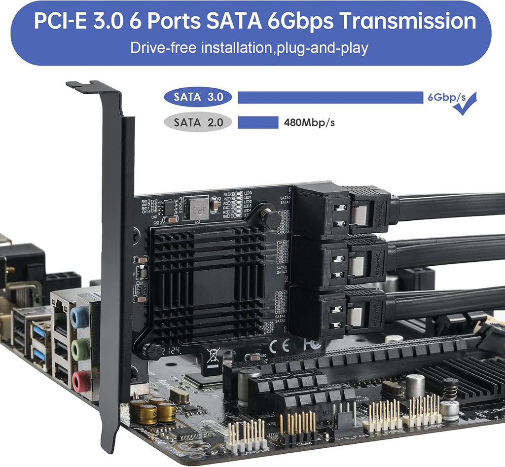 4X PCIE SATA Card 6 Ports with 6 SATA Cables P227400