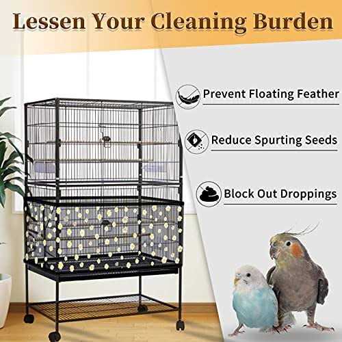 Bird Cage Seed Catcher Adjustable Nylon Mesh Net E432